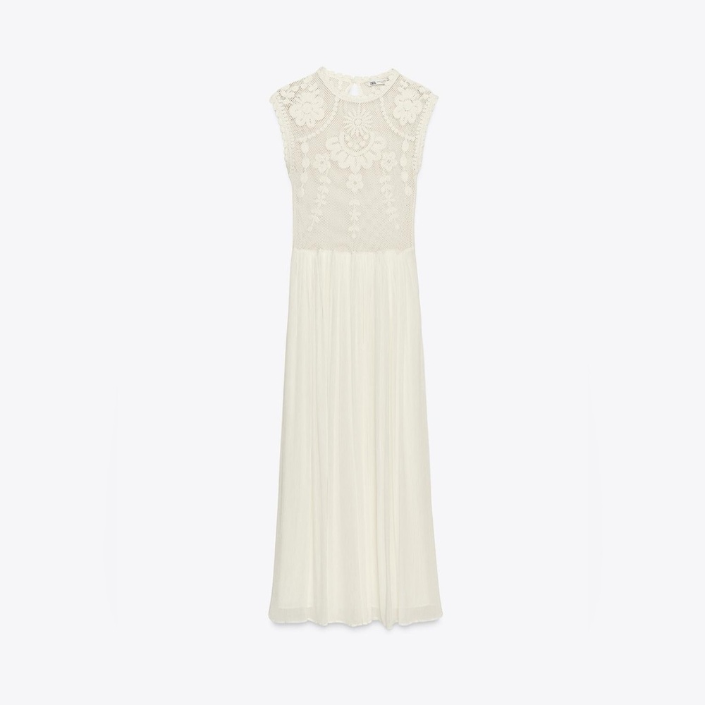 ZARA Embroidered Crochet Combination Dress. Zw Collection - Picture 5 of 10